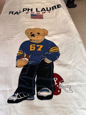 NWT Ralph Lauren Home Football Bear Beach Towel.